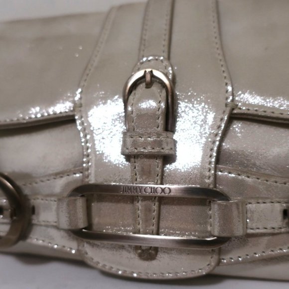 Jimmy Choo Tulita Clutch Silver Metallic Suede - Picture 4 of 12